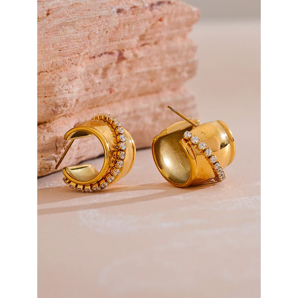 Golden C Shape Earrings