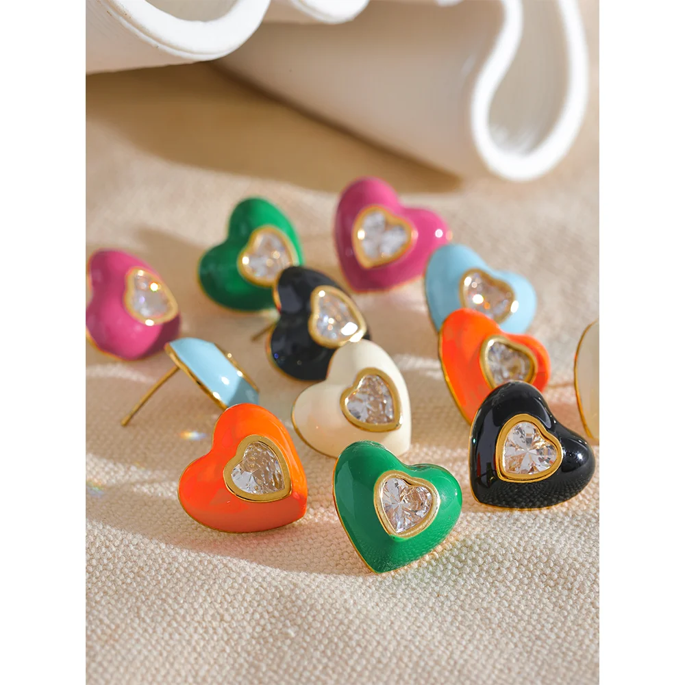 Colorful Shiny Heart Earrings