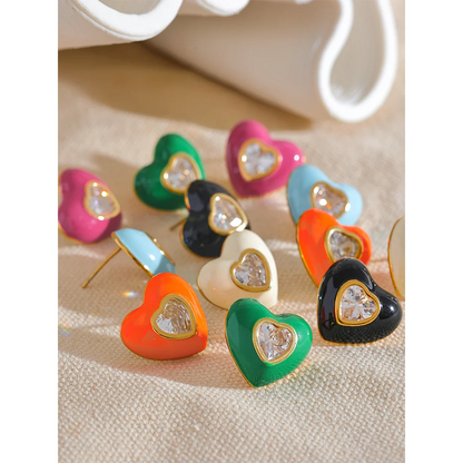 Colorful Shiny Heart Earrings