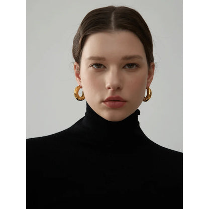 Fortune Cookie Hollow Hoop Earrings