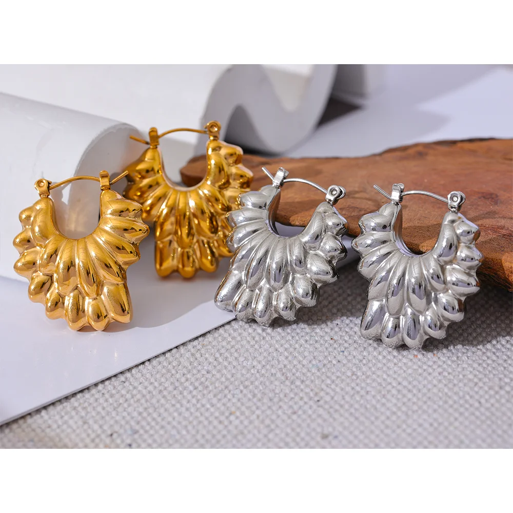 Multi Shell Hollow Hoop Earrings