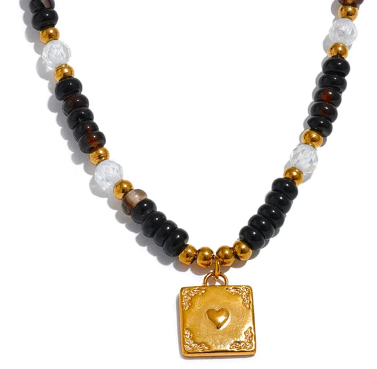 Natural Stone Agate Beaded Necklace